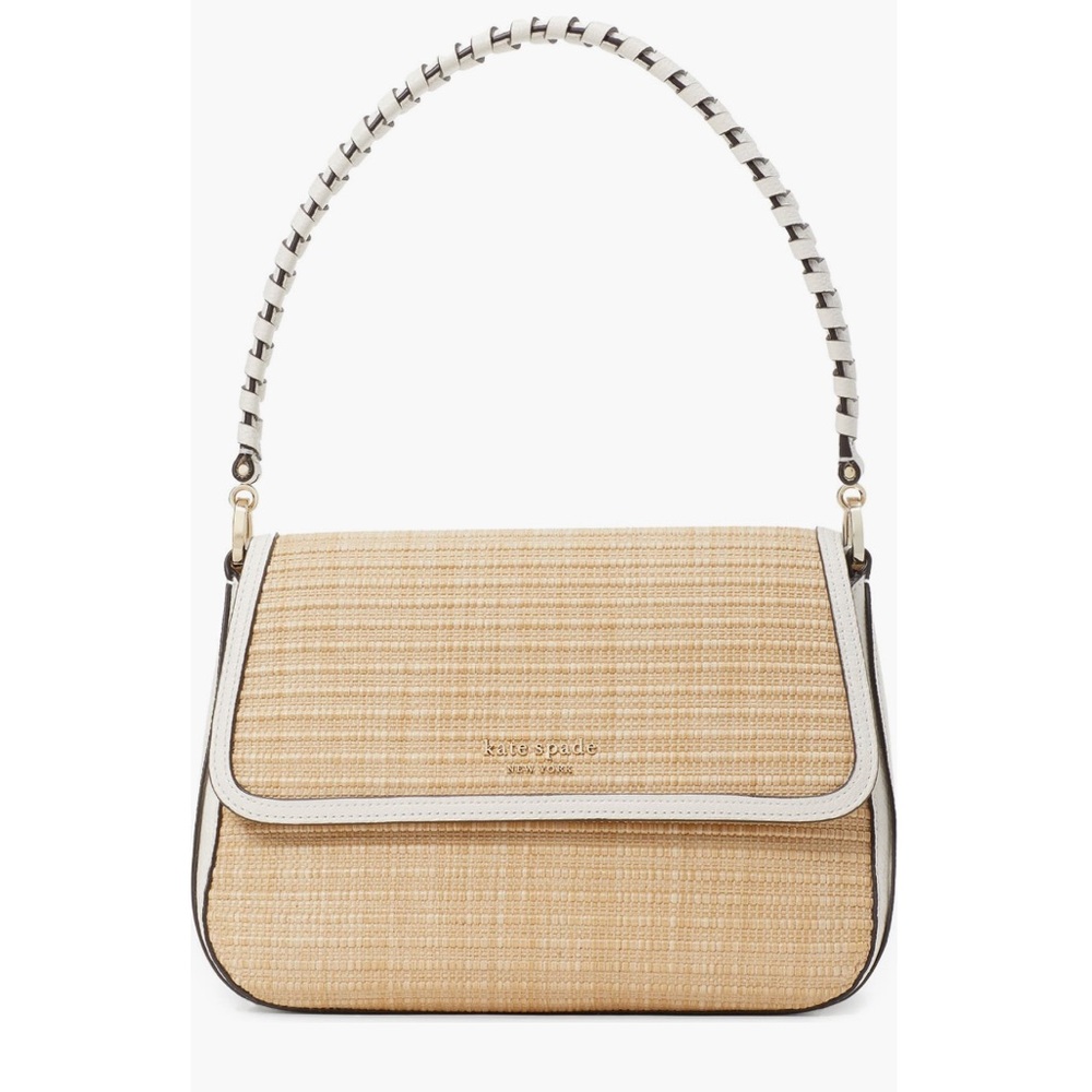 NWT Kate Spade Hudson Woven Straw Convertible Crossbody Bag Cream Multi